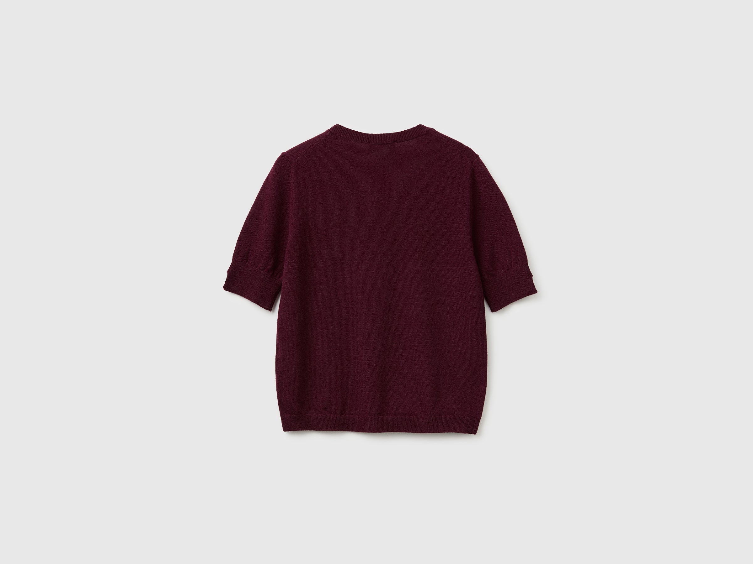 United Colors of Benetton Maglione manica corta lana merino prugna