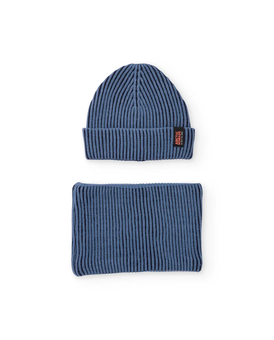 TucTuc Accessori Set Tricot Berretto Scaldacollo Blu M