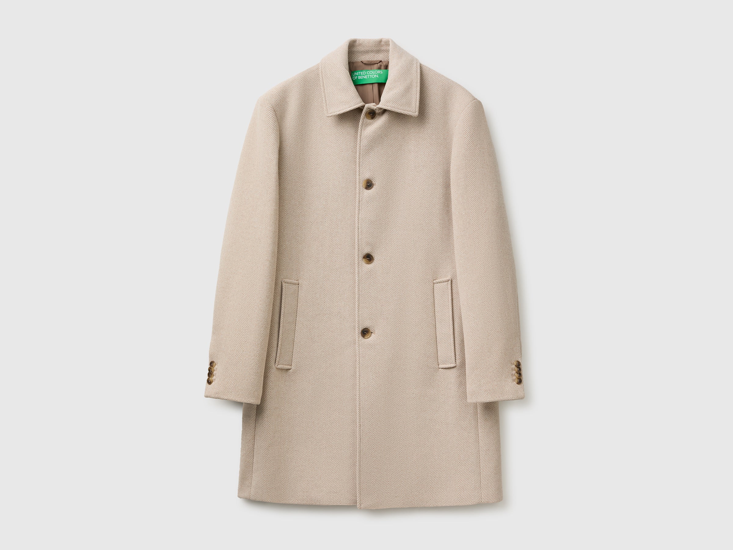 United Colors of Benetton Cappotto Misto Lana Bottoni Uomo