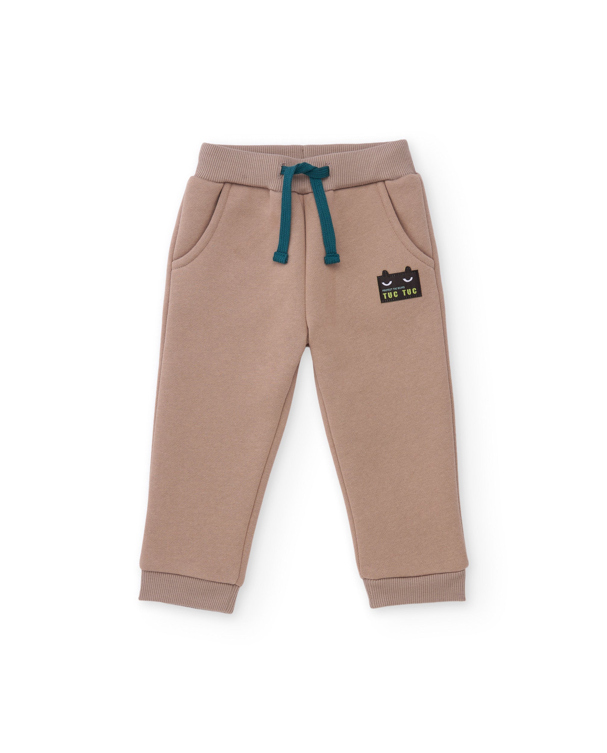 TucTuc Pantaloni felpa bimbo beige vita elasticizzata comoda
