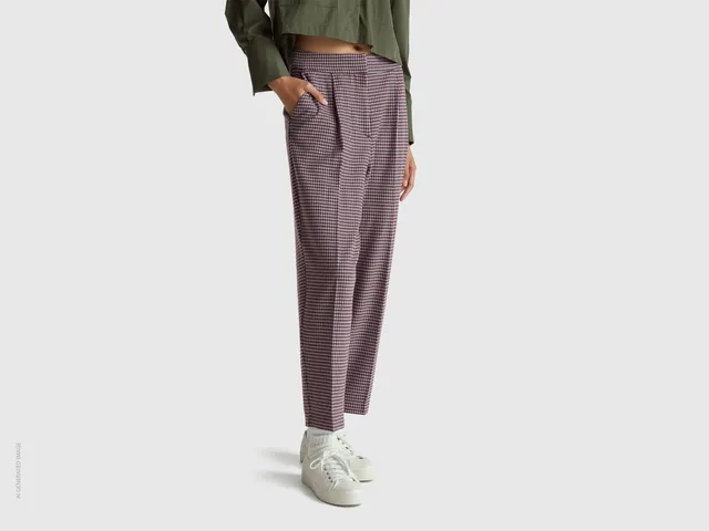 United Colors of Benetton Trousers Flanella Pied de Poule 42