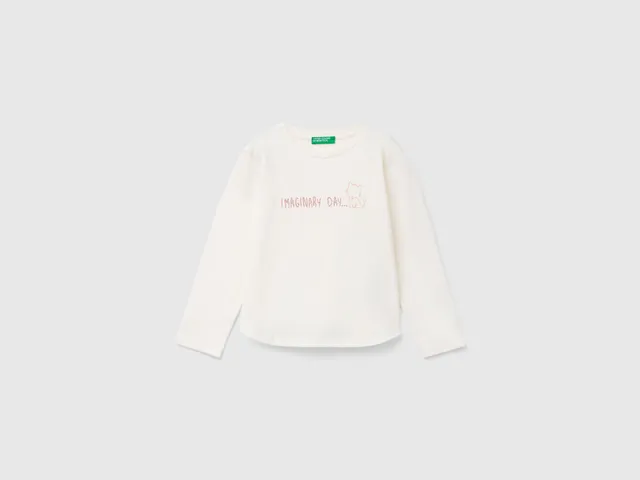 Benetton T-Shirts and Tops t-shirt cotone bio 104 stampa glitter