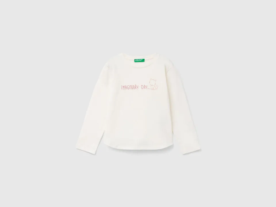 Benetton T-Shirts and Tops t-shirt cotone bio 104 stampa glitter