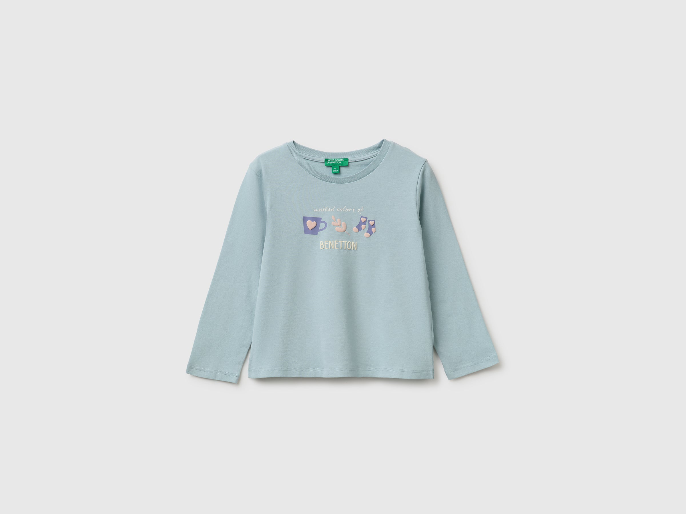 United Colors of Benetton T-shirt maglia cotone bio maniche lunghe