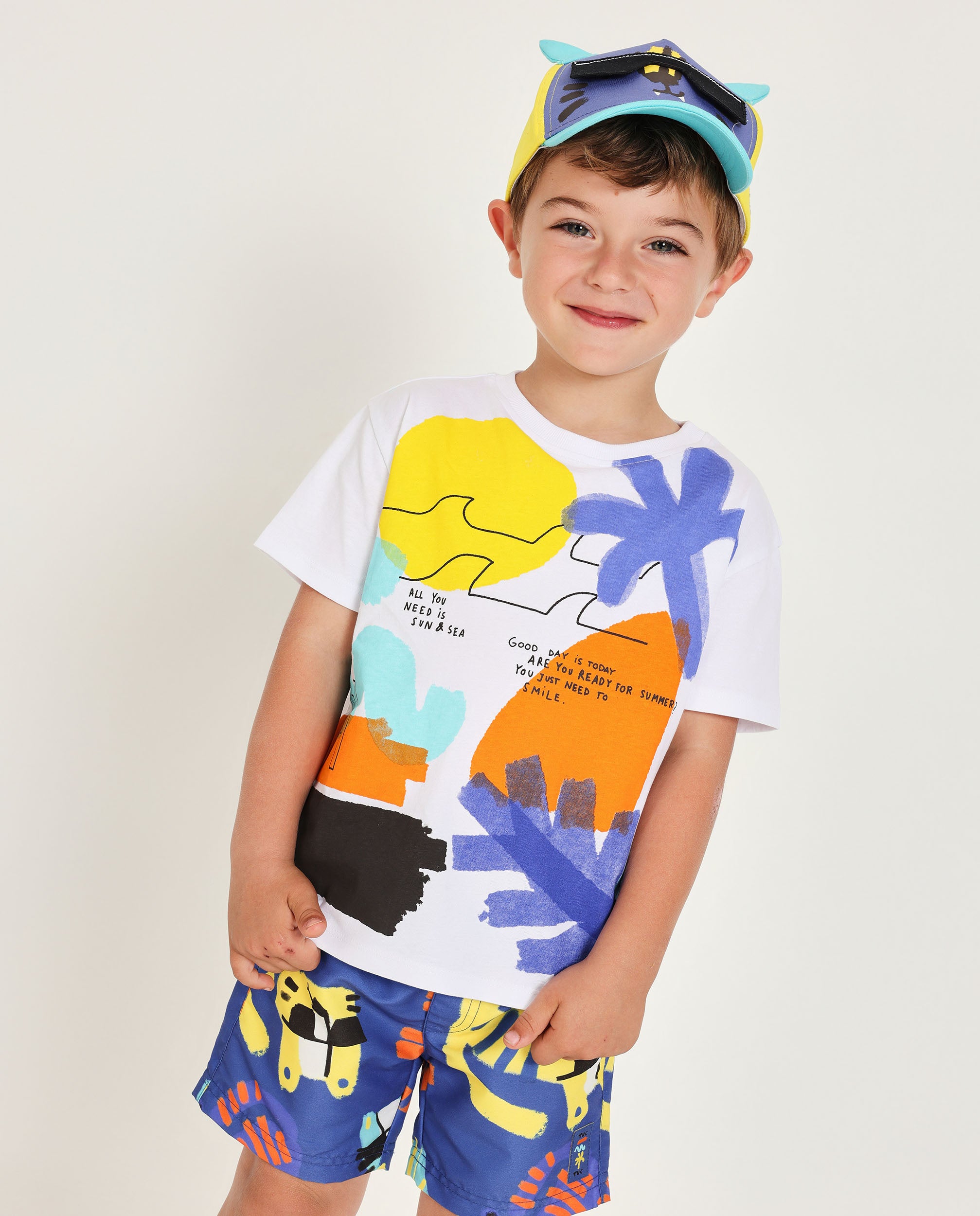 TucTuc Magliette T-shirt bambino bianco stampa astratta cotone
