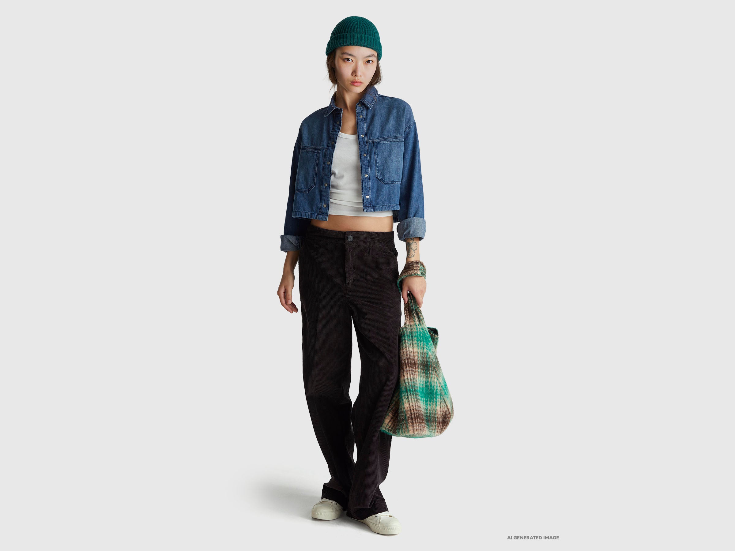 United Colors of Benetton pantaloni velluto gamba larga