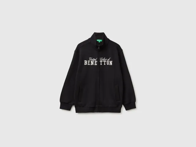 United Colors of Benetton Felpa zip puro cotone collo alto taglia L