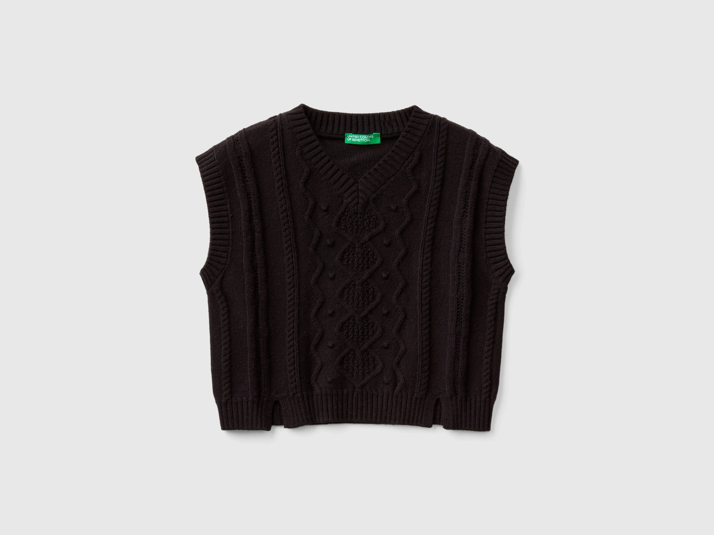 United Colors of Benetton Knit Vest Gilet scollo V cotone lana