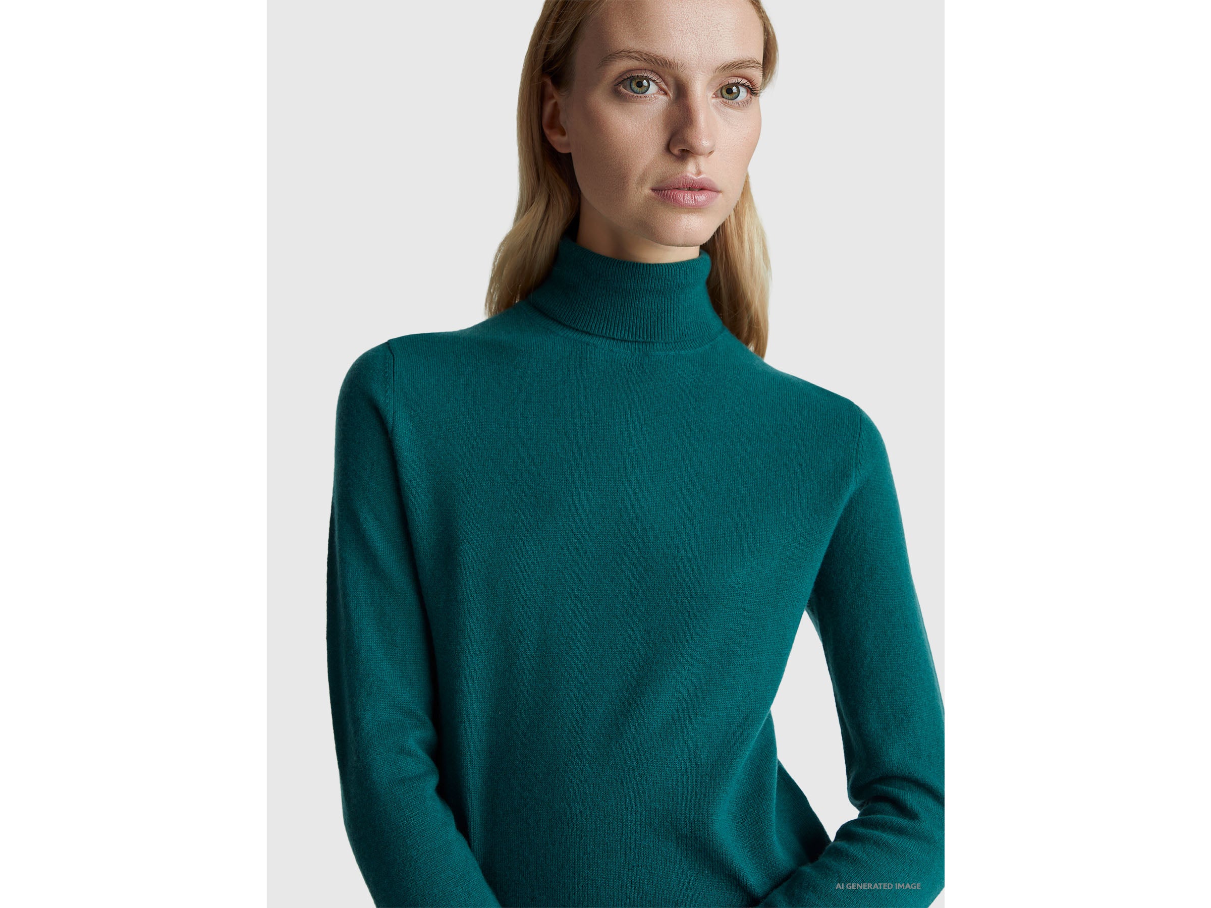 United Colors of Benetton Maglione Dolcevita Lana Merino Verde M