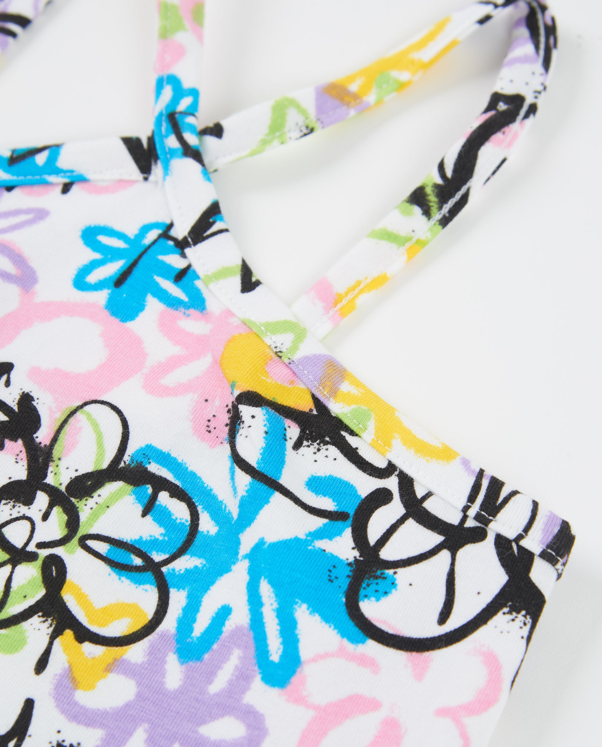 TucTuc Magliette top bambina bianco graffiti spalline incrociate