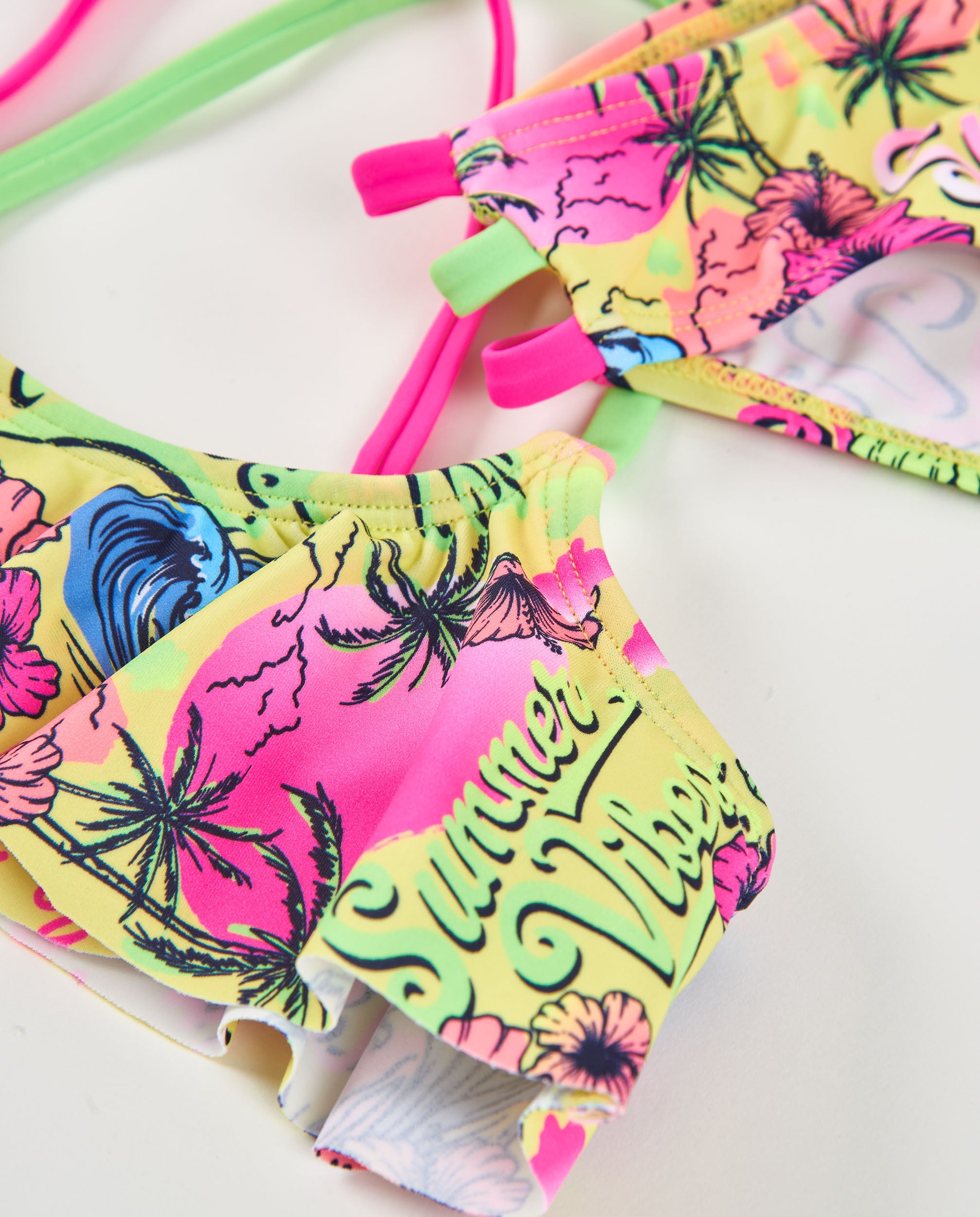 TucTuc Costumi Da Bagno Bikini Bimba Giallo Stampa Tropicale