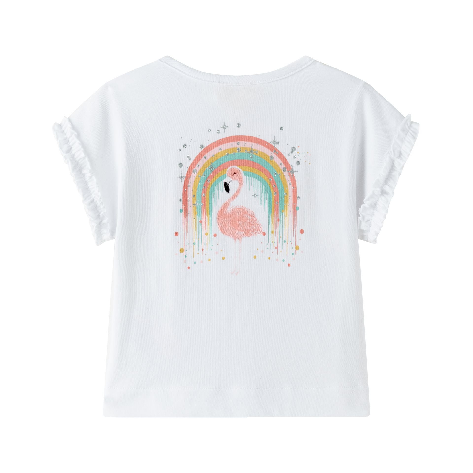 Kocarcia T-Shirt Arcobaleno Bambina Bianca Cotone 2-6 Anni