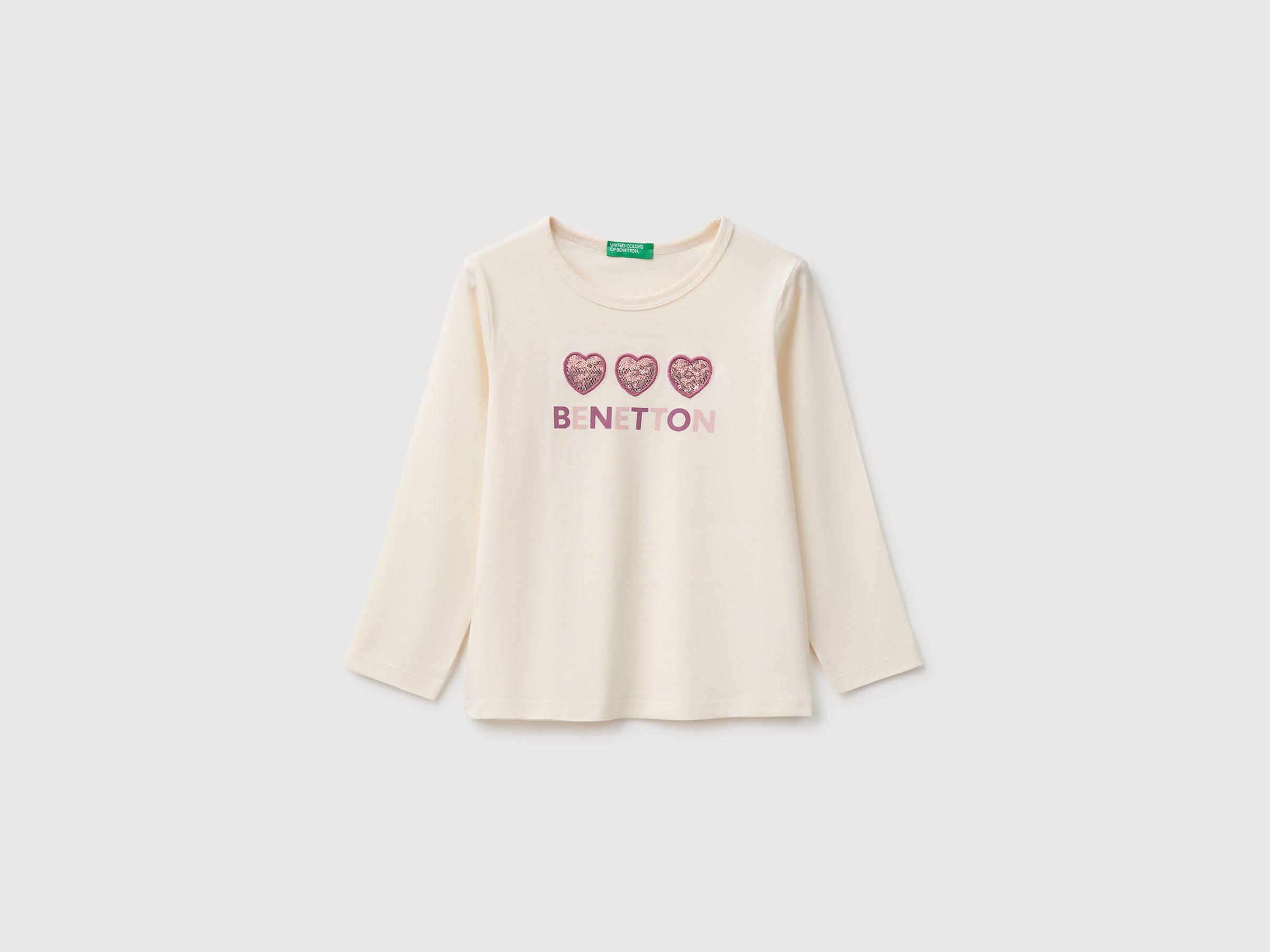 United Colors of Benetton T-Shirt Cotone Bio Stampa Paillettes 104