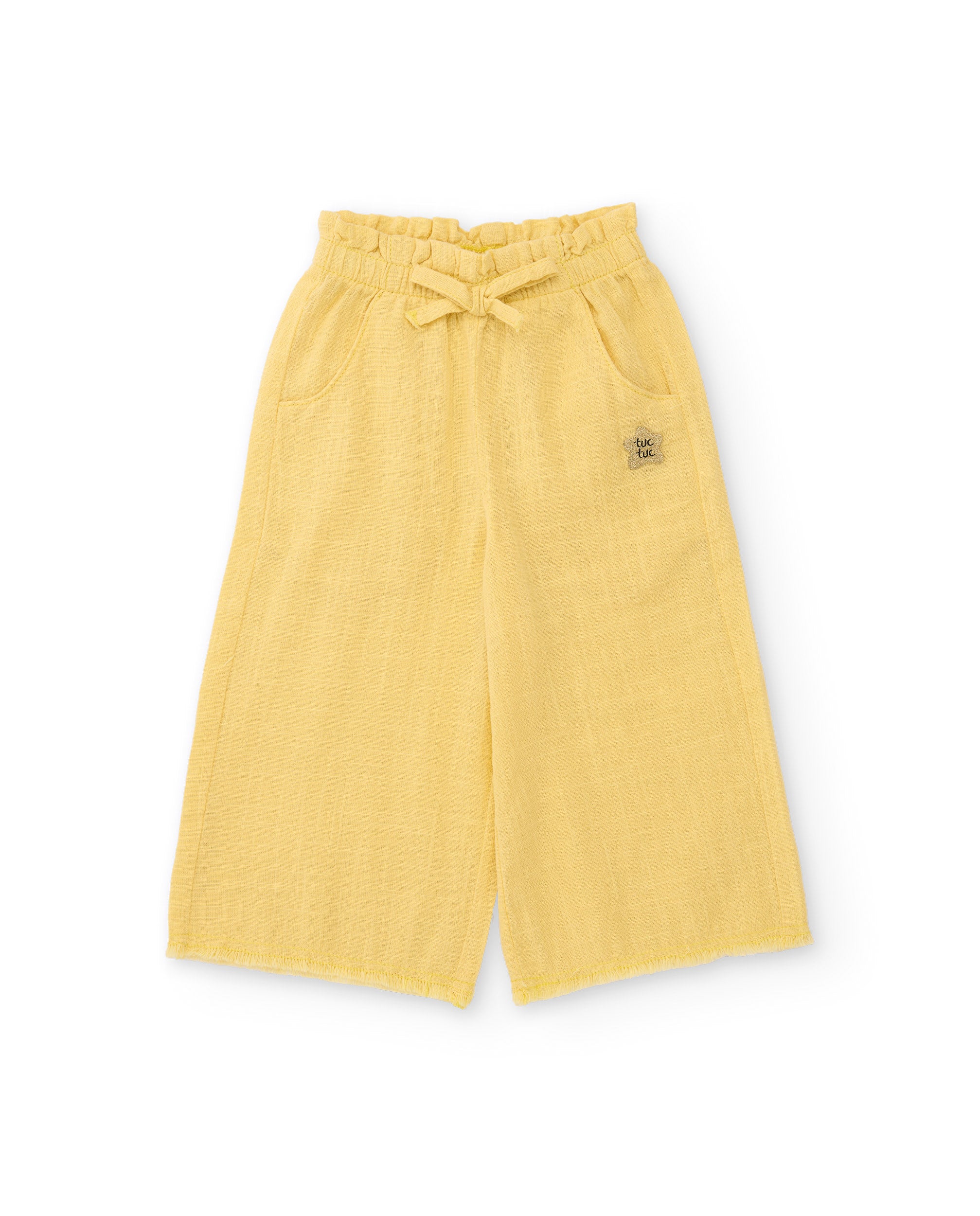 TucTuc Pantaloni Culotte Bambina Giallo Tasche Fiocco
