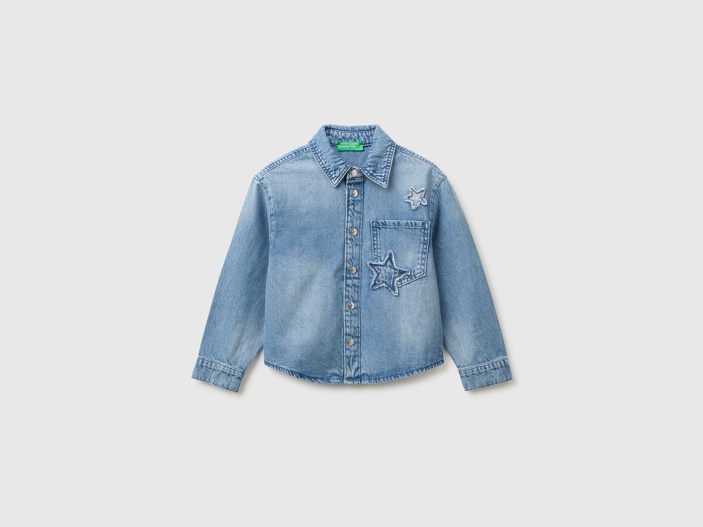 Benetton Camicia denim stelle cotone maniche lunghe