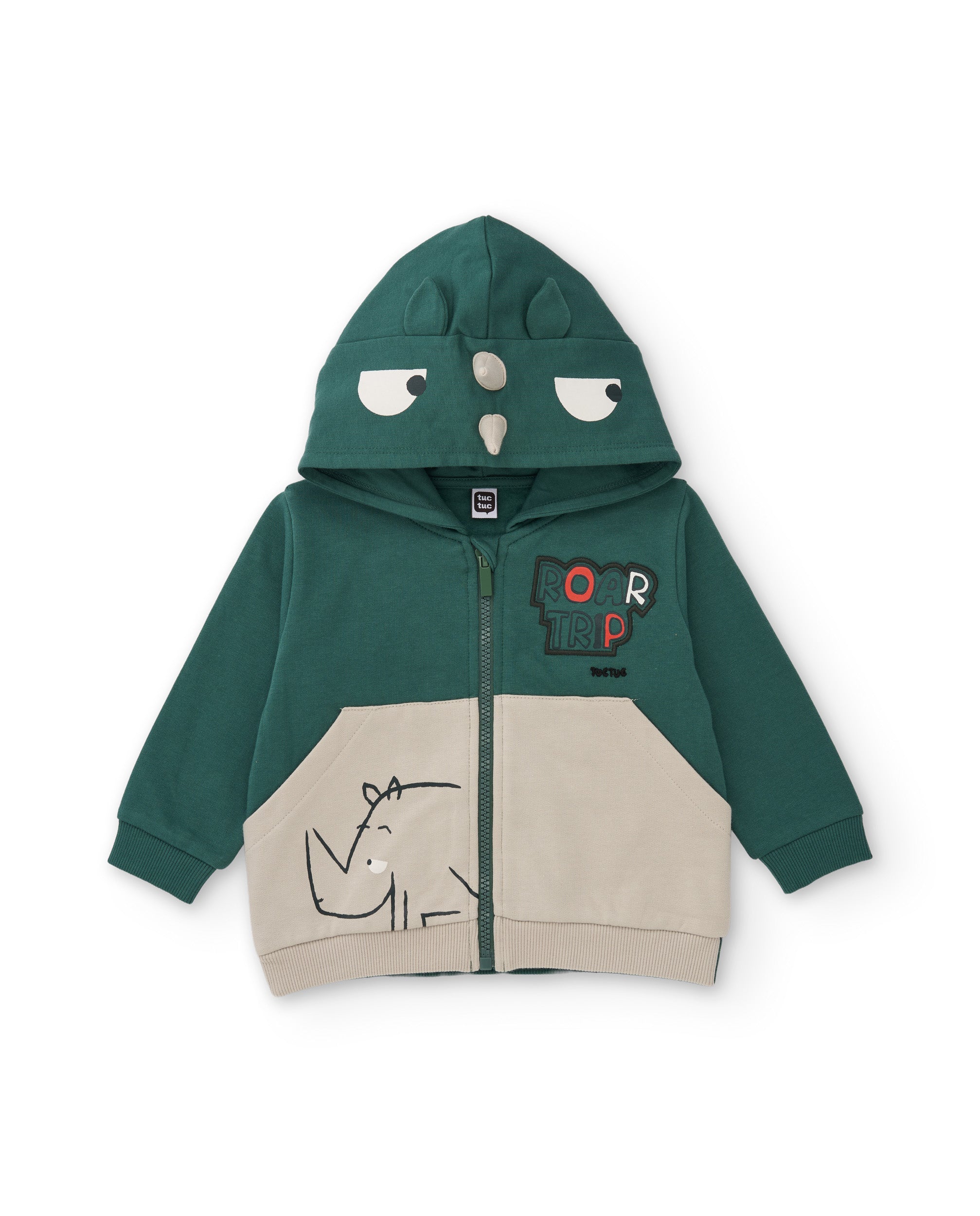 TucTuc Felpe Cappuccio Verde Bambino Motivo Rinoceronte