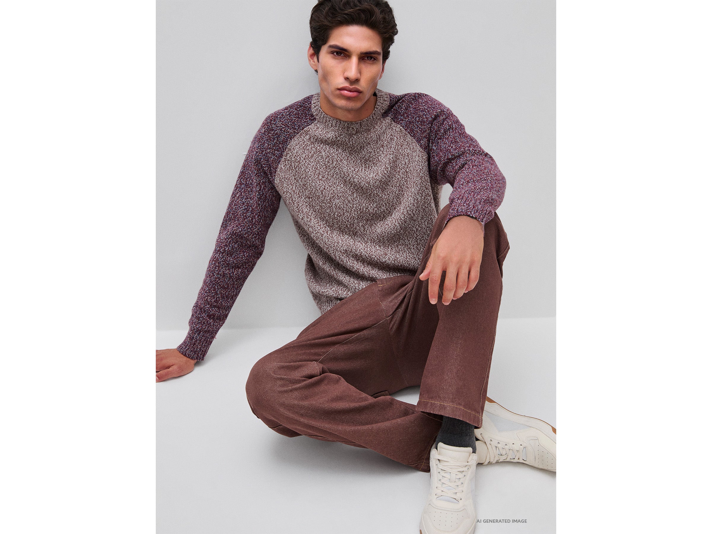 United Colors of Benetton maglione color block lana girocollo