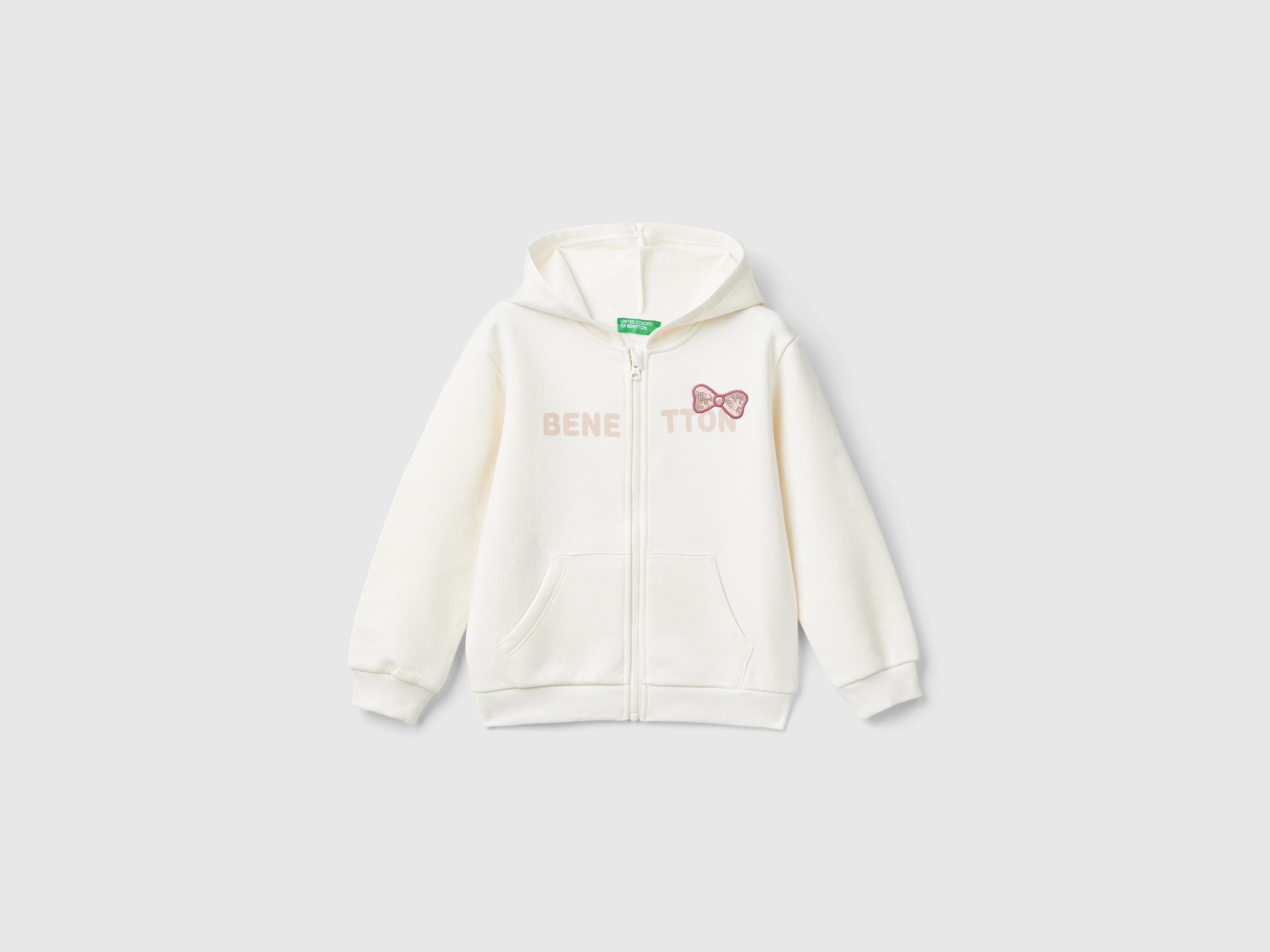 United Colors of Benetton Felpa Zip Cappuccio Paillettes 104