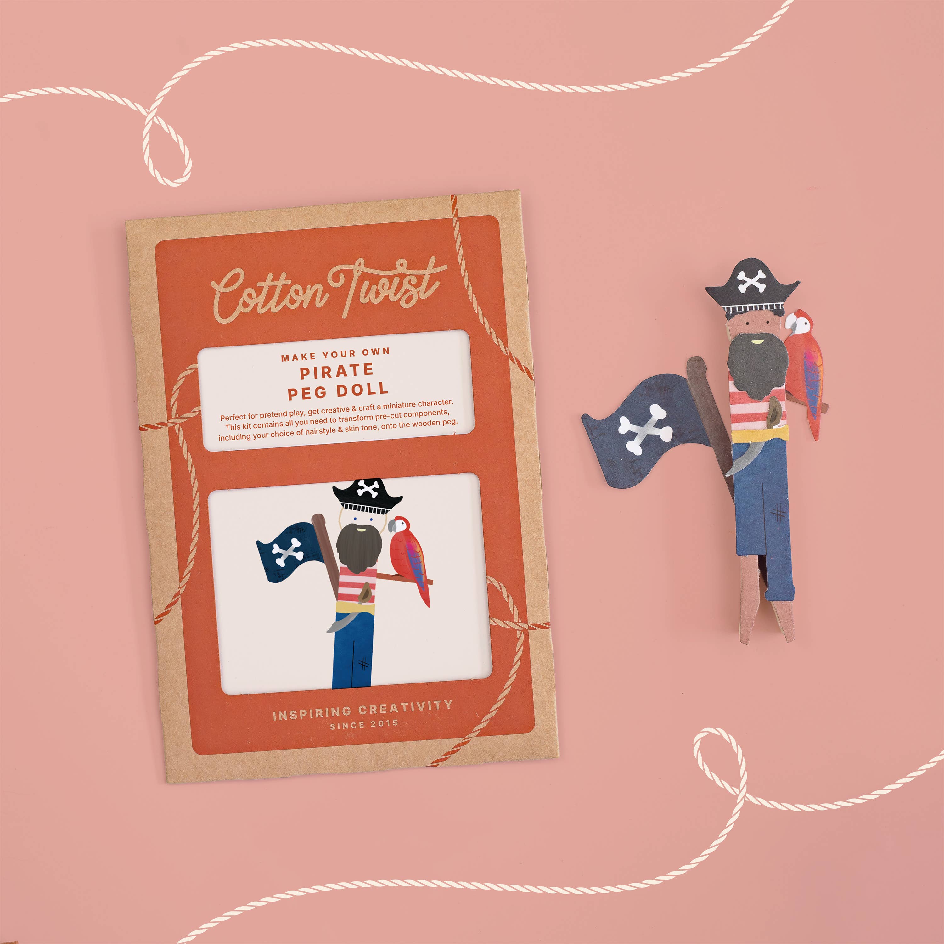 Cotton Twist kit creativo bambola pirata in legno