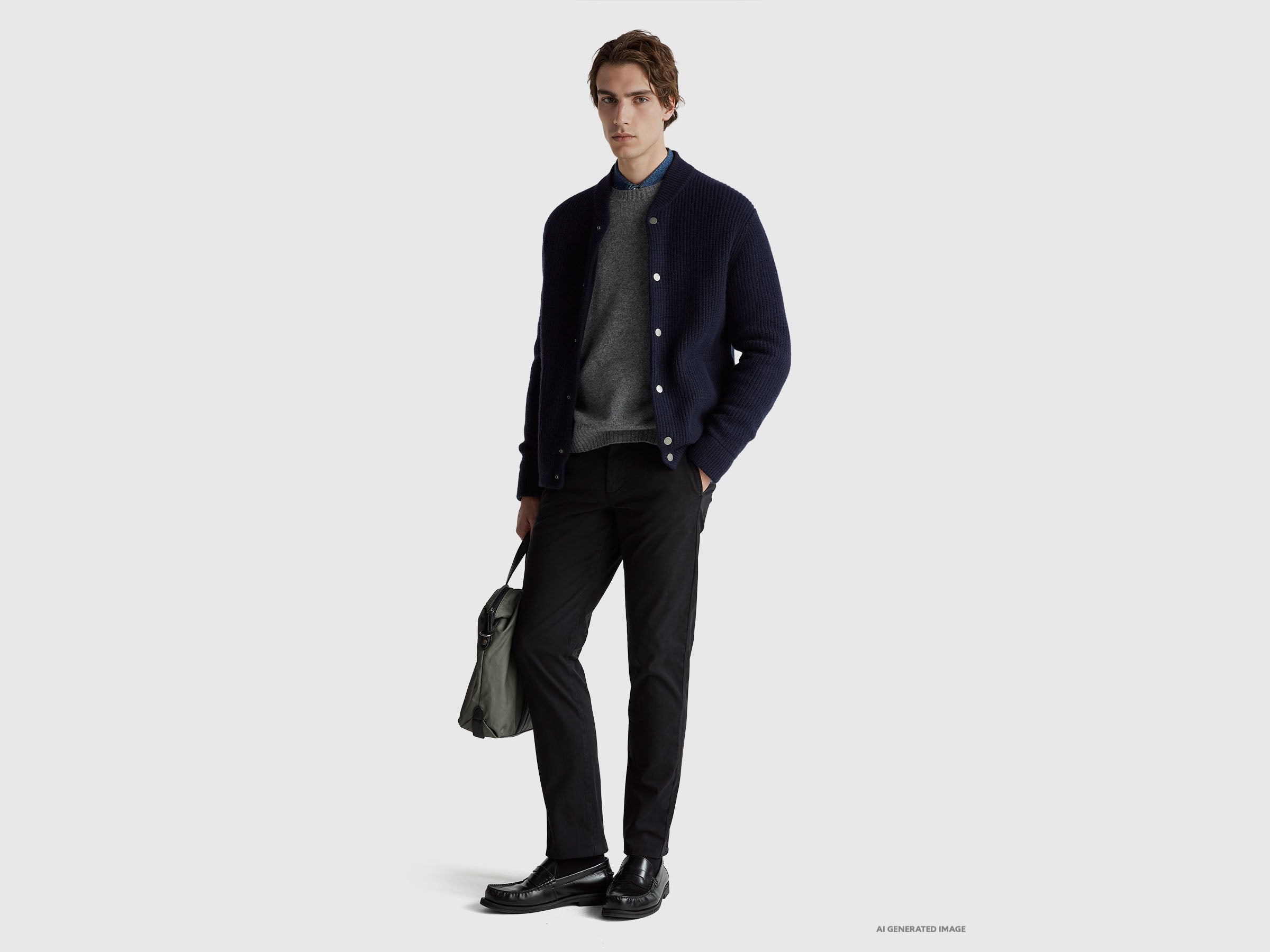 United Colors of Benetton Chino Nero Slim Uomo Cotone Elasticizzato