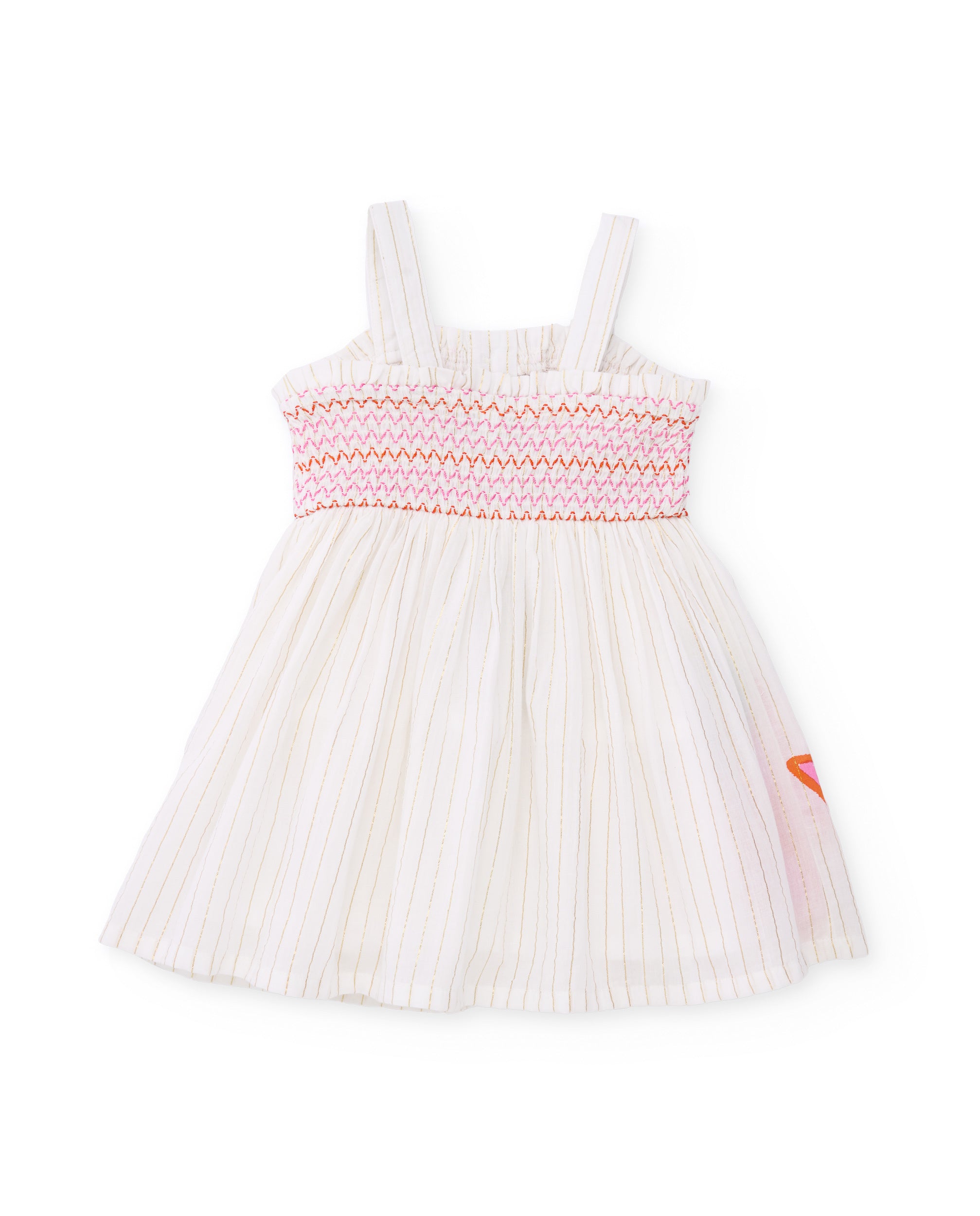 TucTuc Vestiti vestito bambina bianco smock floreale cotone