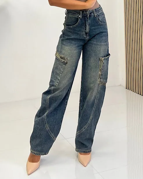 Sottosopra jefx5438 jeans cargo mimetico M tasche