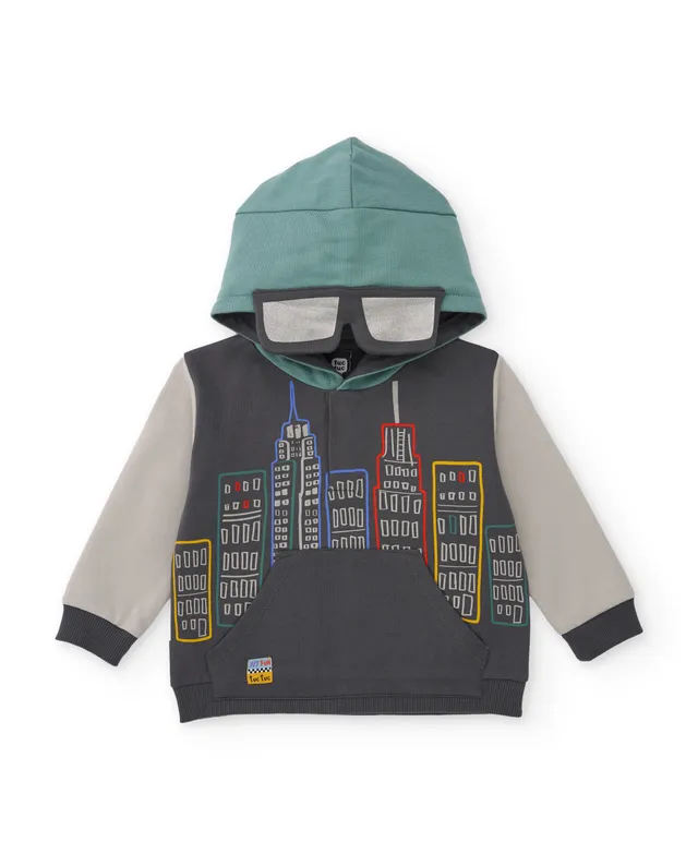 TucTuc Felpe felpa bambino grigia cappuccio stampa urbana