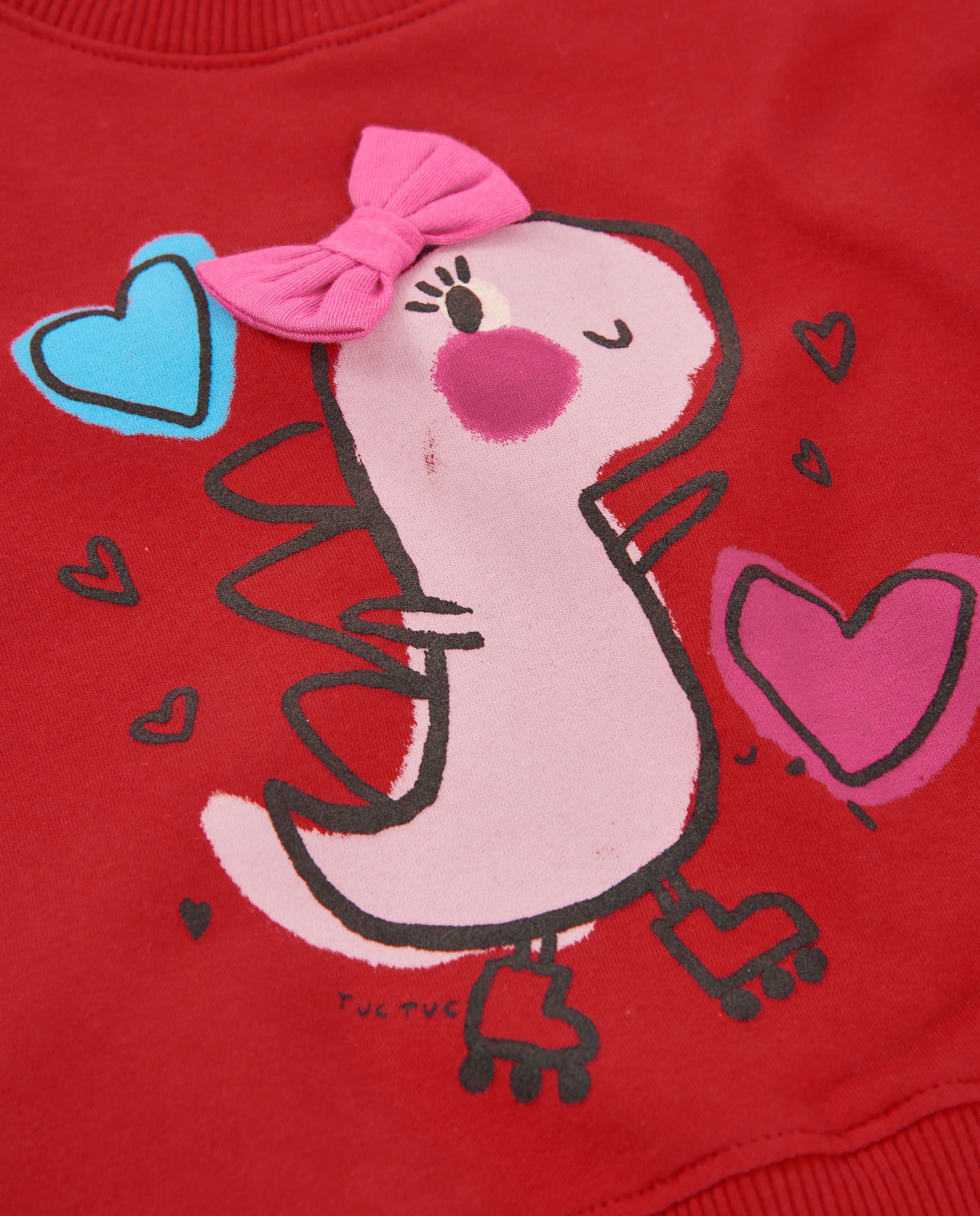 TucTuc Felpe felpa bambina dinosauro rosso caldo