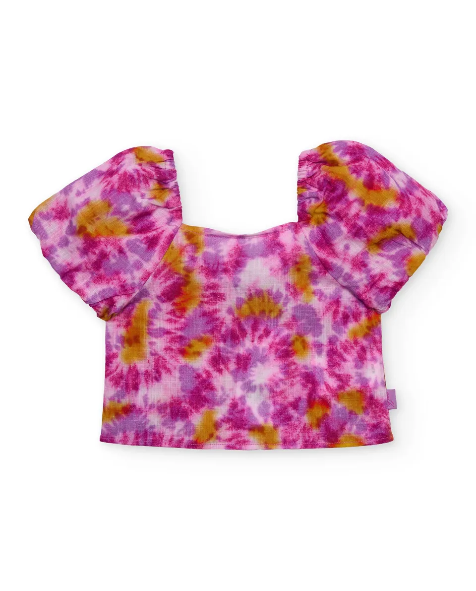 TucTuc Camicette Blusa Bambina Fucsia Tie-Dye Leggera