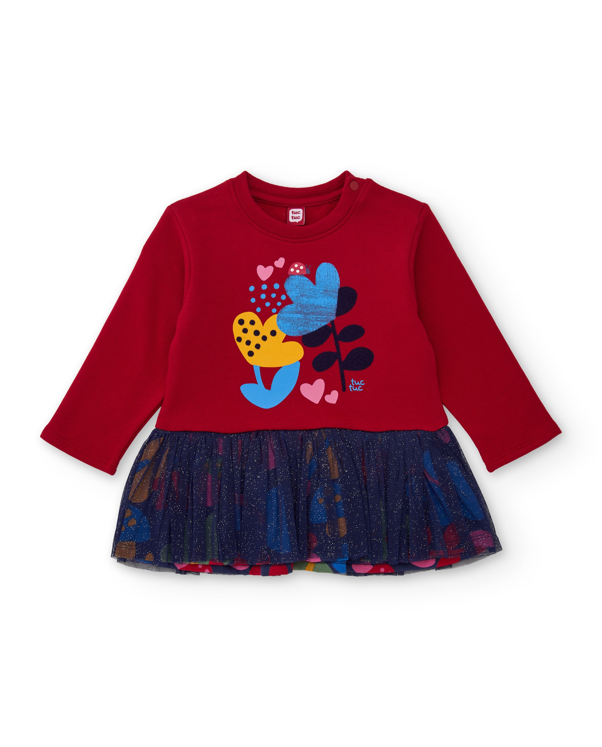 TucTuc Vestiti vestito bambina rosso cotone floreale