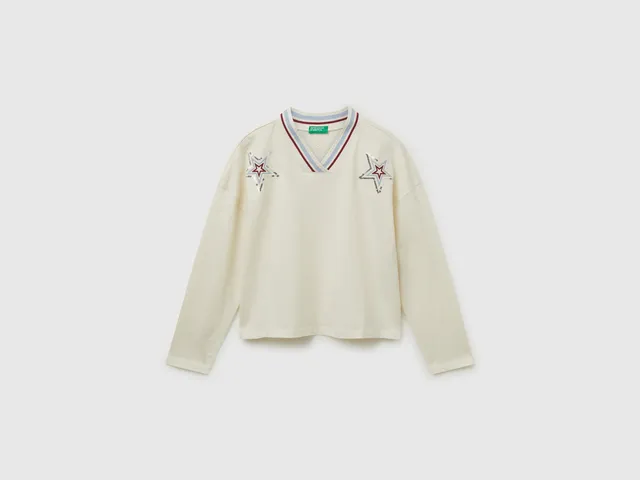 United Colors of Benetton T-Shirt Ricamo Paillettes Maglietta Cotone M