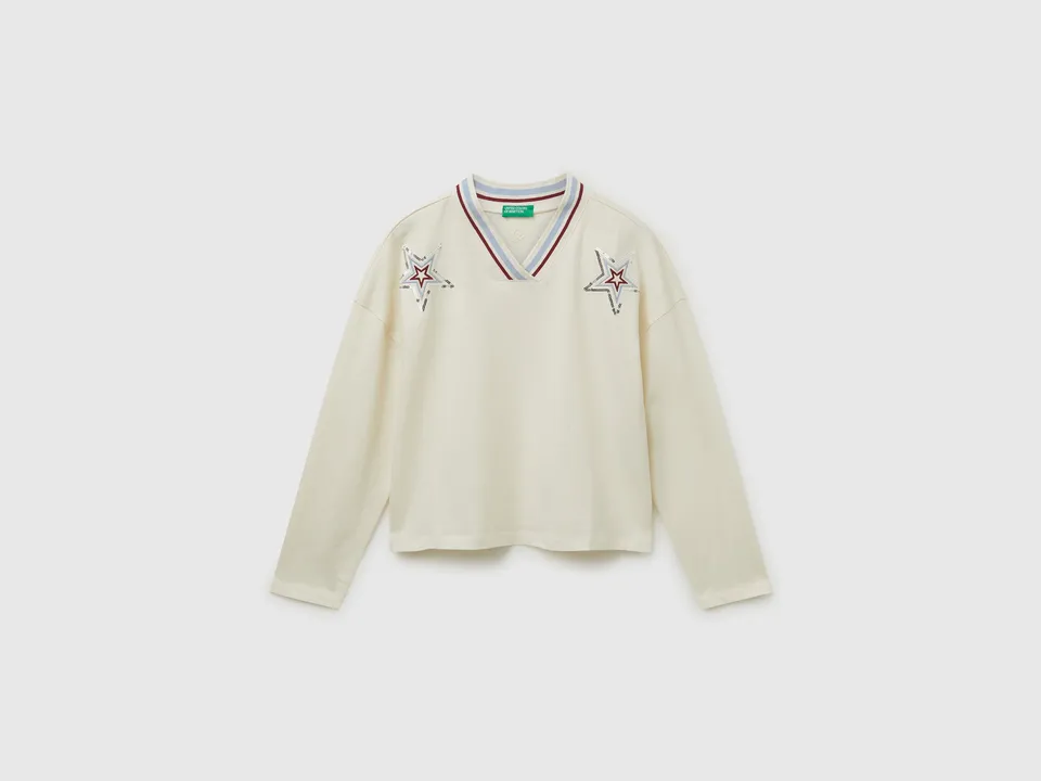 United Colors of Benetton T-Shirt Ricamo Paillettes Maglietta Cotone M