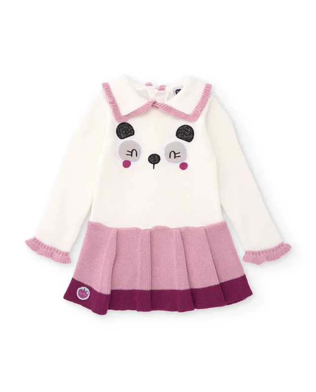 TucTuc Vestiti vestito bambina crudo panda maniche lunghe