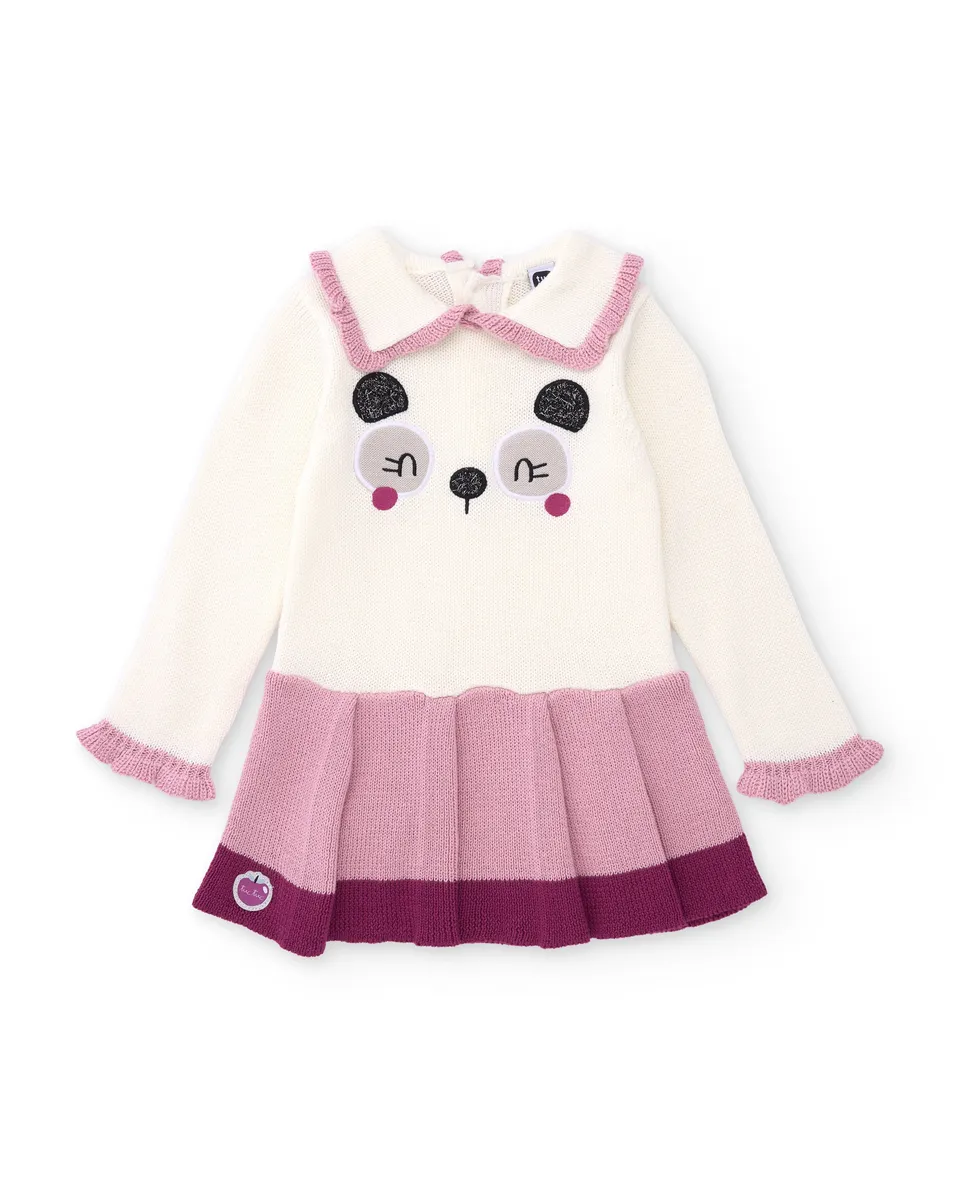 TucTuc Vestiti vestito bambina crudo panda maniche lunghe