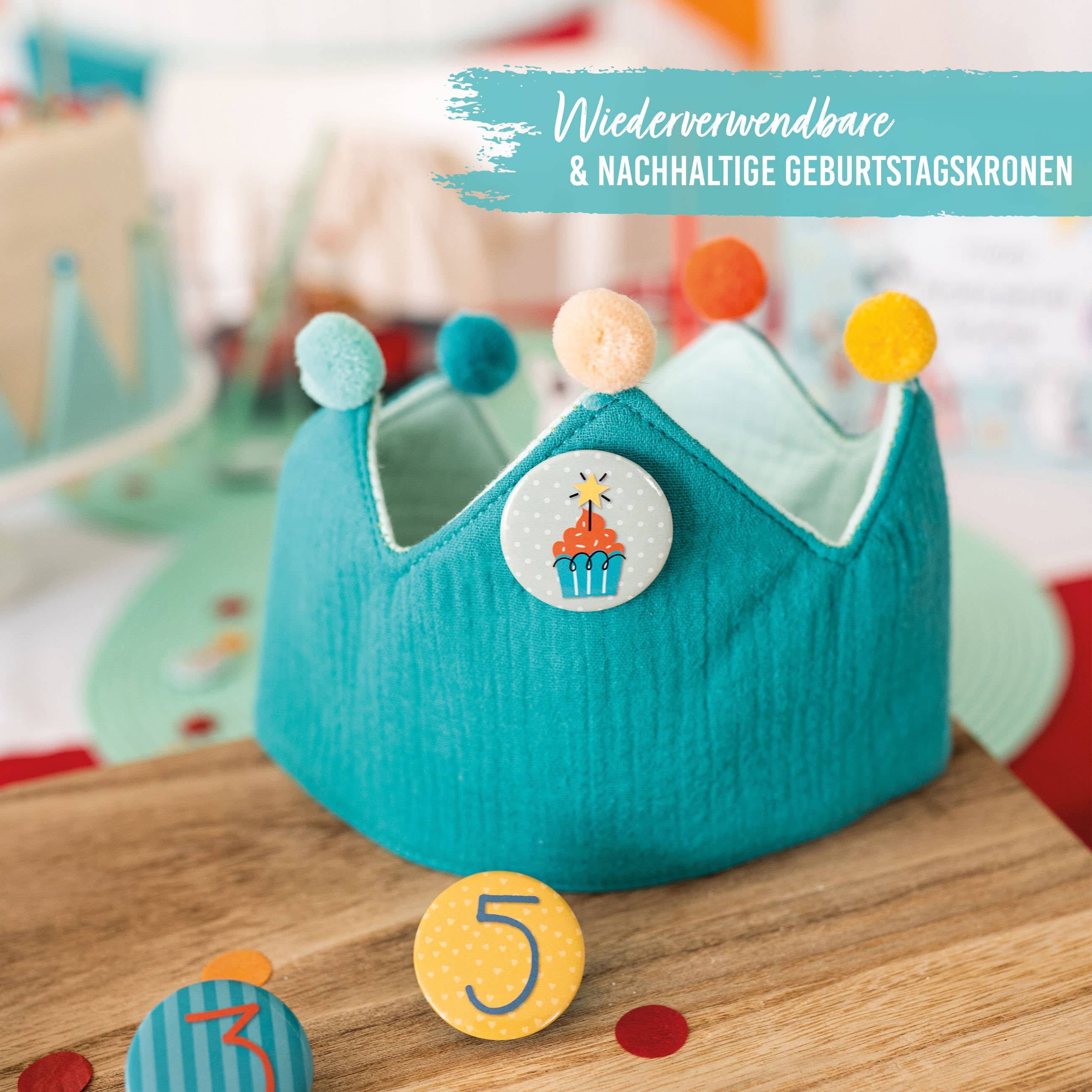 Papierdrachen Corona Compleanno mussola turchese numeri