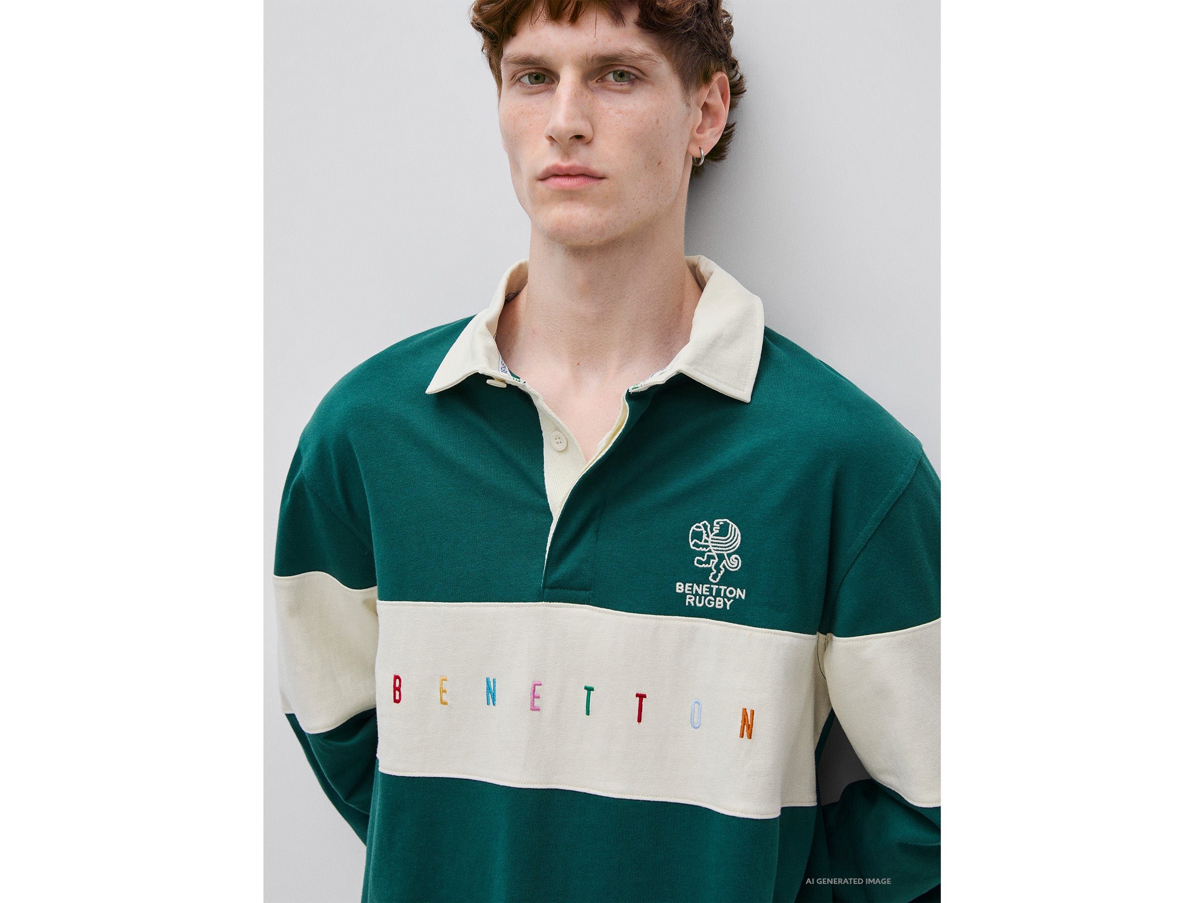 United Colors of Benetton Rugby Polo Verde Scuro Cotone