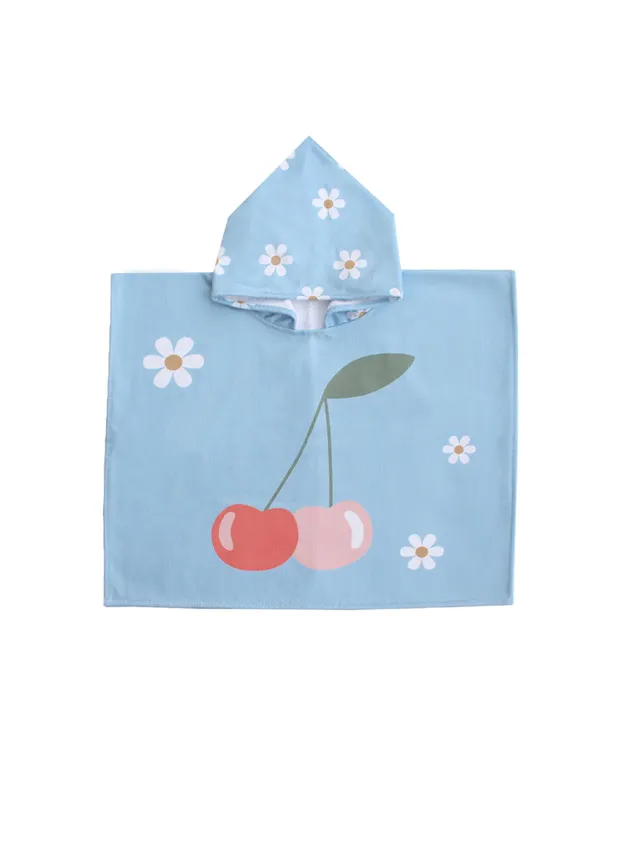 Miela Kids poncho mare ciliegia con cappuccio