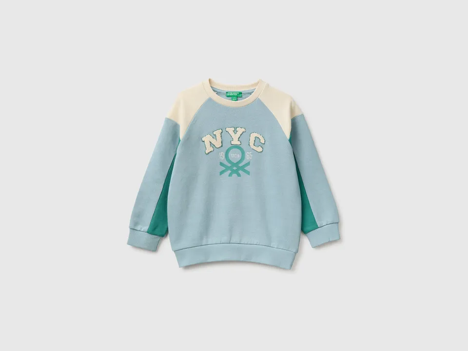 United Colors of Benetton felpa bambino color block cotone bio