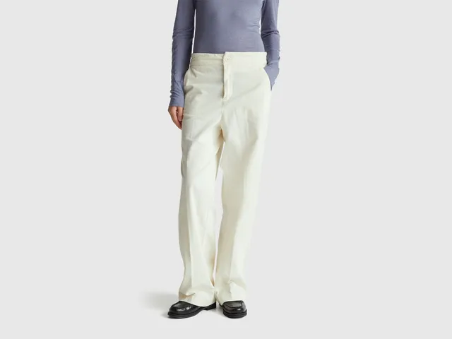 United Colors of Benetton pantaloni velluto gamba larga taglia 42