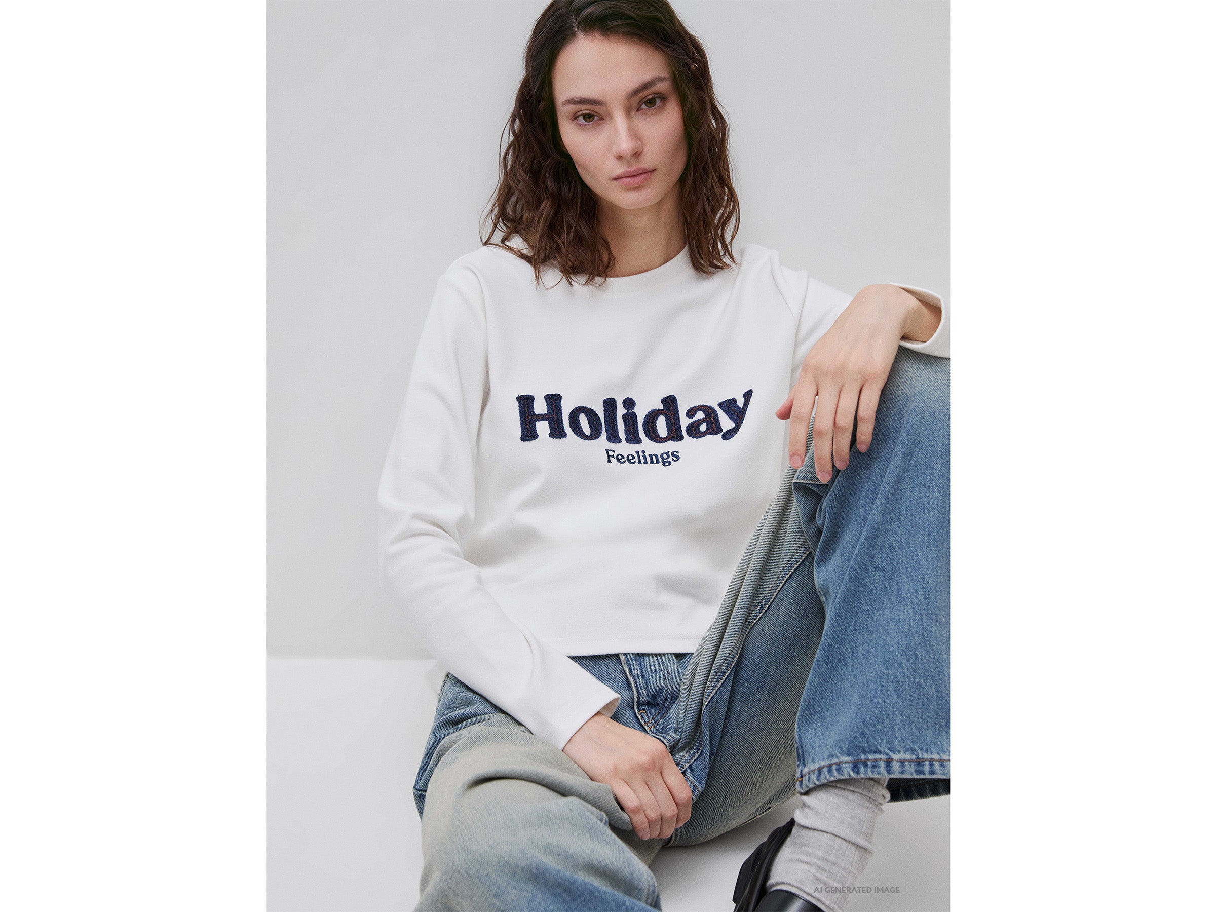 Benetton Warm cotton T-shirt with slogan maglietta cotone taglia M