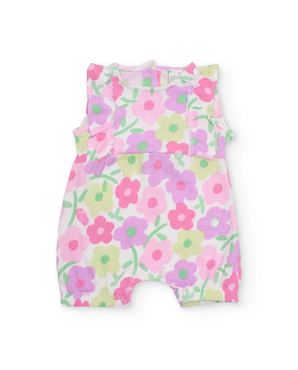 TucTuc Tutine pagliaccetto rosa floreale volant neonato