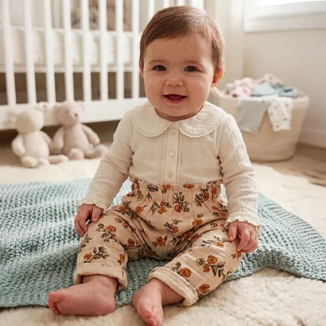 Petite Citrouille Pantalone Gabrielle neonato cotone reversibile