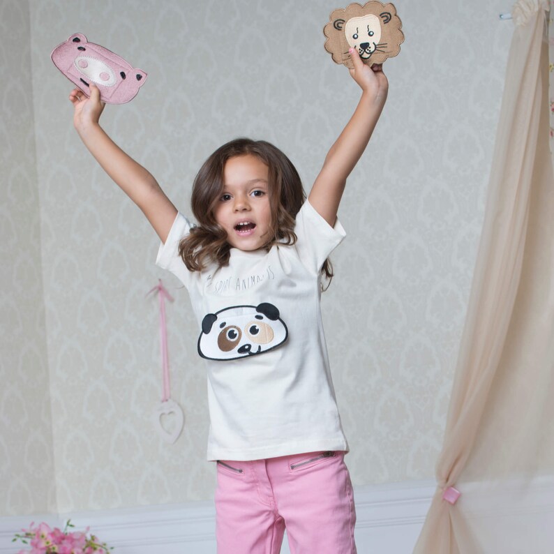 Pamboo Funny T-shirts t-shirt bimbo cotone bio con 8 animali