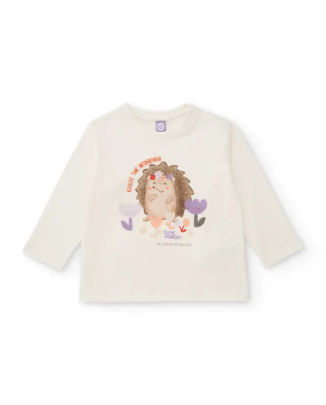 TucTuc Magliette maglia bambina bianco riccio manica lunga