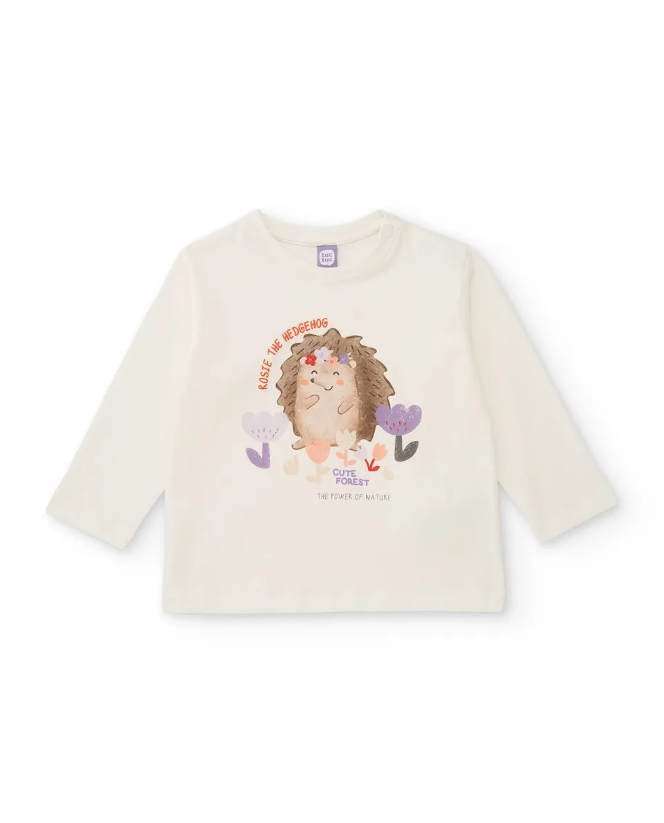 TucTuc Magliette maglia bambina bianco riccio manica lunga