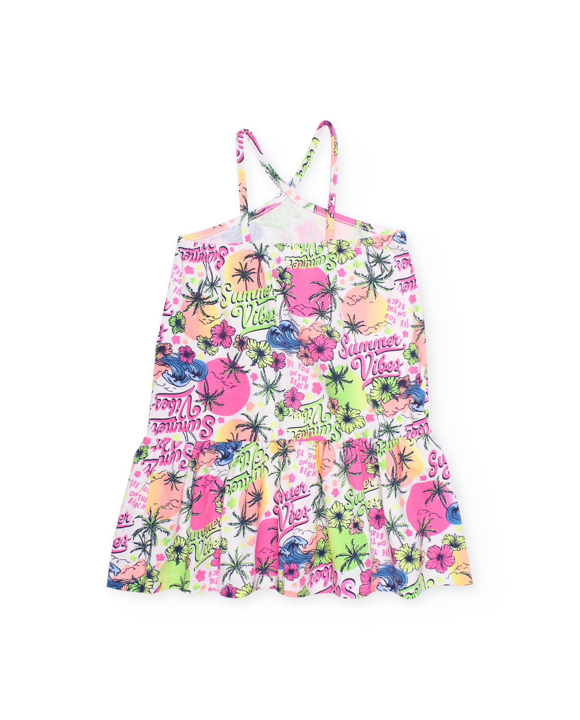 TucTuc Vestiti Vestito Bambina Spalline Rosa Estivo Palme