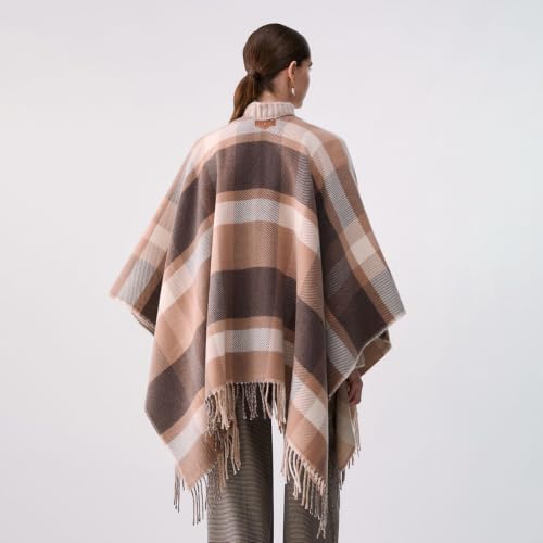 Liu Jo Poncho Check Jacquard mantella marrone