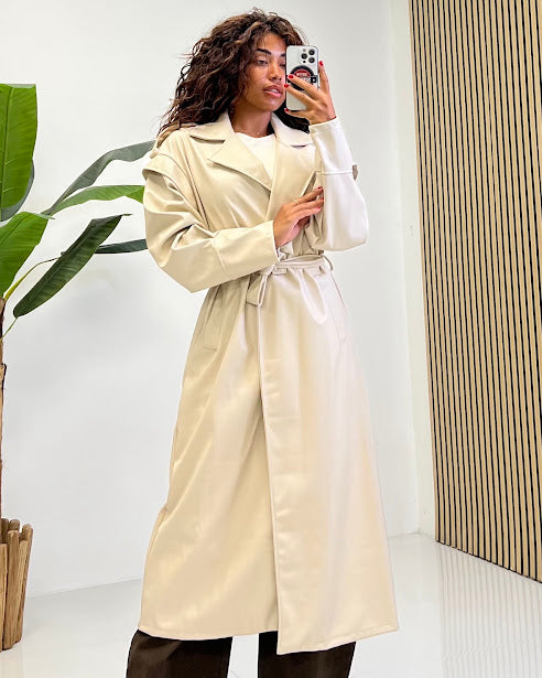 Sottosopra fi82 trench ecopelle beige taglia unica