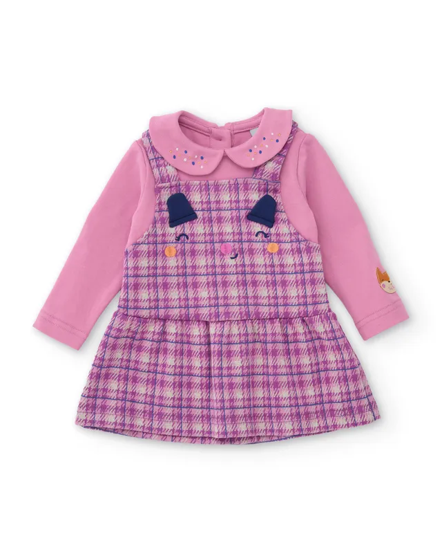 TucTuc Vestito in maglia neonata quadri vestito rosa maglia