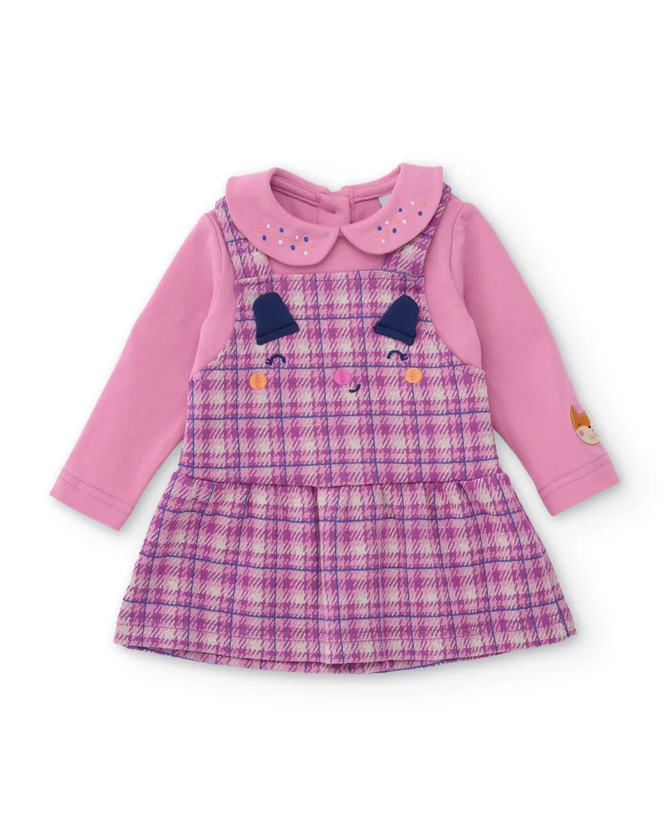 TucTuc Vestito in maglia neonata quadri vestito rosa maglia